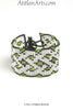 Flat Bracelet Lattice in Green, Silver & Black narrow