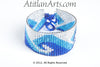 Flat Bracelet Ocean Waves in Blue, Turquoise & Silver narrow
