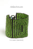 Flat Bracelet Green & Black Squares wide