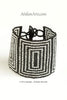 Flat Bracelet Silver & Black Squares wide