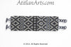 Flat Bracelet Mayan Diamonds in Black, Gray & Silver wide