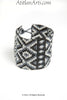 Flat Bracelet Mayan Diamonds in Black, Gray & Silver wide