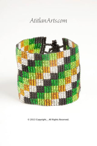 Flat Bracelet Greens Gold White Black wide