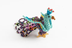 Peacock; small; rainbow colors, turquoise, peacock purple