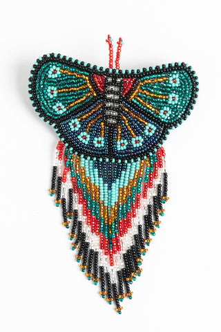 Butterfly with Fringe Hairclip; Large; silver, red, green, gold, turquoise