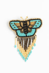 Butterfly with Fringe Hairclip; Small; turquoise, bronze, gold