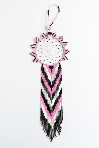 Dreamcatcher: large; pink, white, black