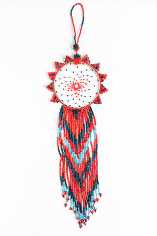 Dreamcatcher: large; red, light blue, black
