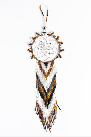 Dreamcatcher: large; dark gold, white, black