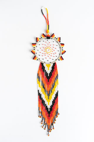 Dreamcatcher: large; luster yellow, white, black, red, orange