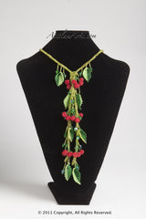 Red Berries with Light Green Lariat Necklace