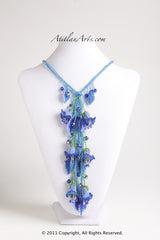 Turquoise & Blue Fuschia Lariat Necklace