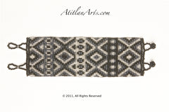 Flat Bracelet Black & Silver Diamond Pattern