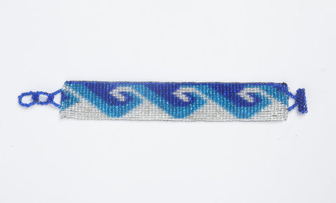 Flat Bracelet Ocean Waves Blues & White narrow