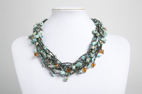 9 Strand Necklace Turquoise