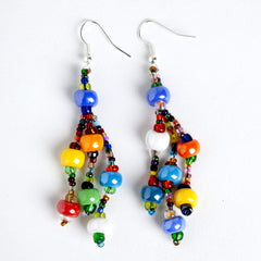 3 strand earrings, multicolored