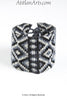 Flat Bracelet Mayan Diamonds in Black, Gray & Silver wide