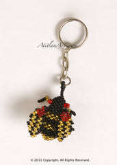 Beaded Bee Keychain, black gold red eye [Insects]