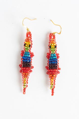 Earring: Alligator; rainbow colors, red sides, silver belly