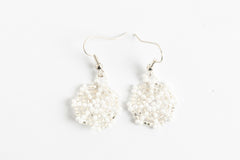 Earrings: Snowflake; white, silver