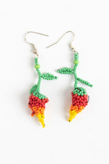 Earrings: Hot Pepper; luster red, yellow, orange