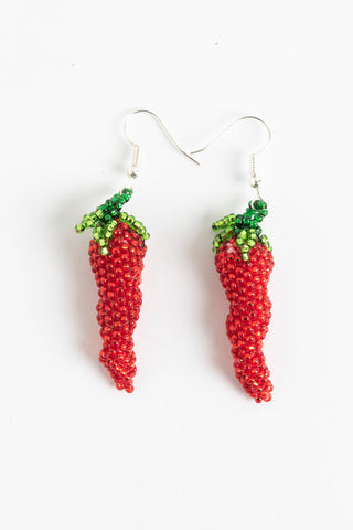 Earrings: Chili Pepper; red, green