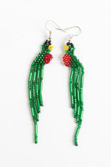 Earring: Quetzal; green with red breast
