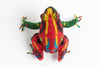 Frog; medium; red with yellow, green, blue. purple stripes