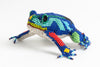 Frog; medium; luster blue with multicolor spots and stripes