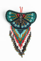 Butterfly with Fringe Hairclip; Large; silver, red, green, gold, turquoise