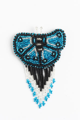 Butterfly with Fringe Hairclip; Small; silver, bright blue, black