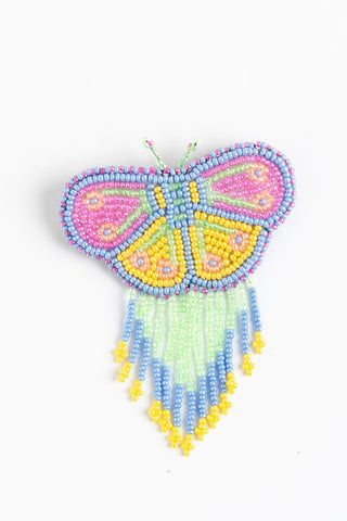 Butterfly with Fringe Hairclip; small; pastel pink, green, yellow, blue