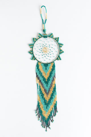 Dreamcatcher: large; gold, turquoise, green