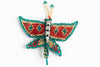 Pointed Wing Butterfly brooch; red,green,gold