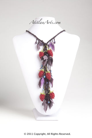 Red Raspberries with Purple Lariat Necklace